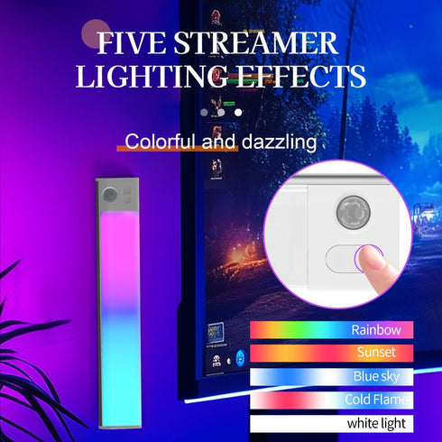 (1-Pack), 11.8" 7-Color Closet, Rechargeable LED Night Light Motion Sensor Under Cabinet Light with Ambient & Cool