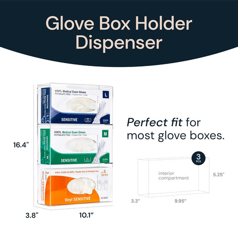 Glove Holder for Wall Mount - Durable Acrylic Glove Box Holder for Disposable Gloves, Clear Dispenser