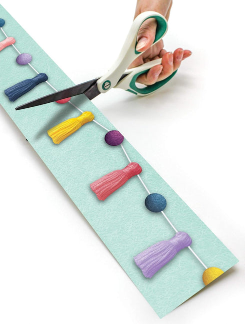 Teacher Created Resources Oh Happy Day Pom-Poms & Tassels Straight Rolled Border Trim - 50ft for Classrooms