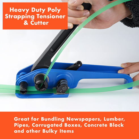 Heavy Duty Poly Strapping Tensioner & Cutter Manual Banding Tools for 1/2" -3/4" Width Polyester Polyproplyn Strap