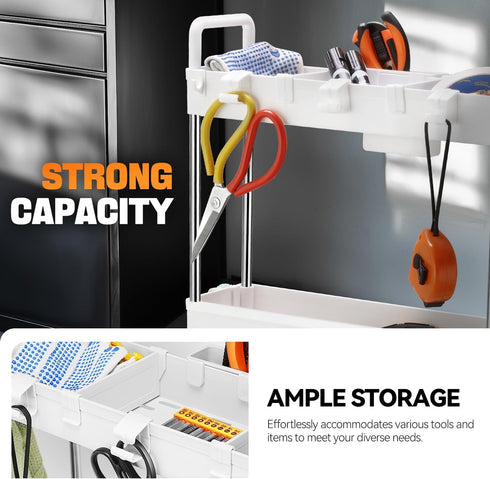 4 Auto Dynasty Tier Slim Rolling Cart with Handle, Multifunction Utility Storage Rolling Cart, Movable Storage