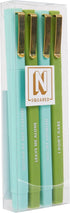 C.R. Gibson Novelty Ball Point Ink Pens, Humorous Sayings, Green & Teal, 4 Pack