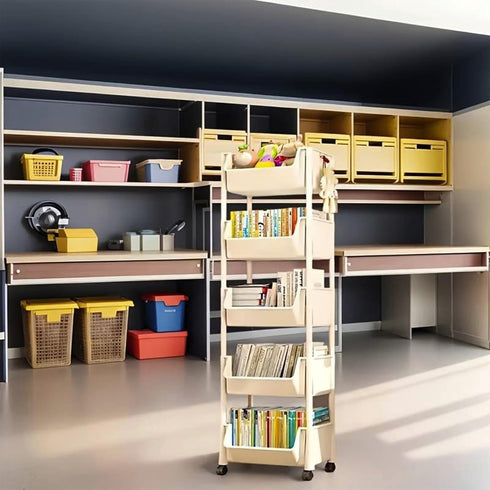 Generic 5-Tier Rolling Storage Cart - Multi-Level Metal Organizer with Wheels for Bedroom, Kitchen, Bathroom - Easy