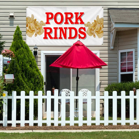Fastasticdeals 4 Grommets 16x40Inches Vinyl Banner Multiple Sizes Pork Rinds Food Fair Truck Restaurant Restaurant