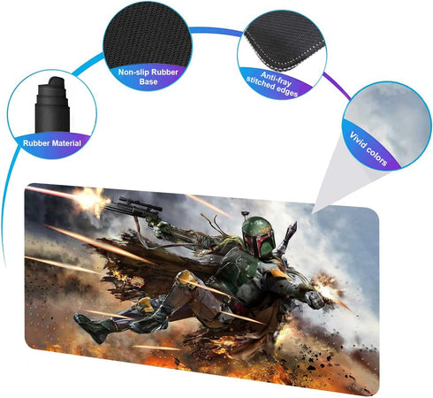 Large XXL Gaming Mouse Pad - Oversize Mousepad with Stitched Edge Frame & Anti-Slip Rubber Base, 31.5X15.7