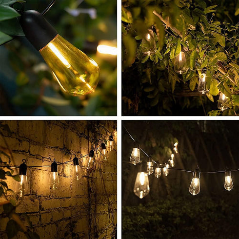 25FT 20 ST58 Bulbs, (25FT) Solar Outdoor String Lights, Patio Lights String Waterproof with Warm White LED Shatterproof