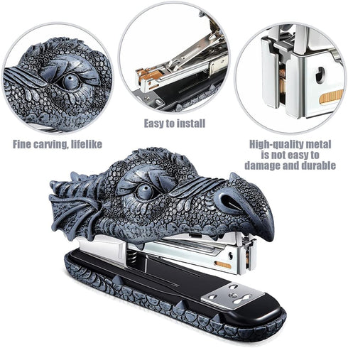 Dragon Head Stapler Kids Novelty Stapler Funny Carving Resin Faucet Stapler for Office Desk Stationery Desktop Accessory Home Decor by OYBUFSH