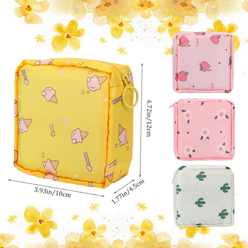 KALIONE 4 Pieces Sanitary Napkin Storage Bag, Period Bag, Period Pouch, Feminine Menstrual Pad Bag Portable Nylon
