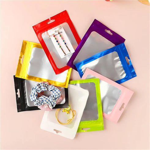 IRTGFHJE Packaging Pouches(Green,14x17cm 200pcs) Flat Lock Bags Matte Aluminum Foil Frosted Window Zip Lock Bag DIY