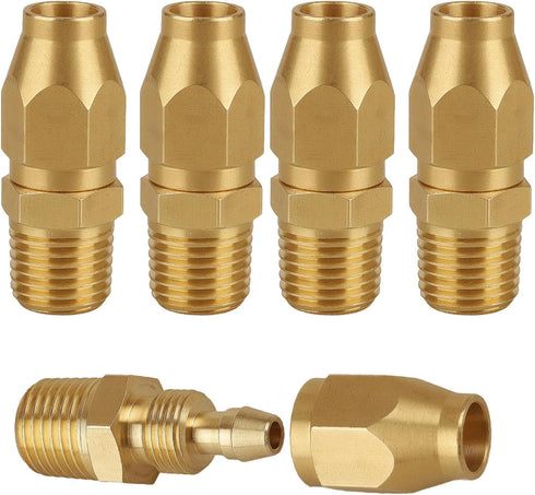 Brass Pneumatic Fitting for 1/4-Inch ID Hose, 1/4-Inch NPT Rigid, Solid Brass Splicer, 4PCS