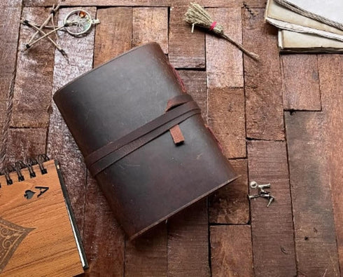 MONTEXOO Wolf Leather Journal, Sketch Book for Men Women, 200 Pages Notebook Diary, Dnd Travel Bullet, 5 x 7 inch