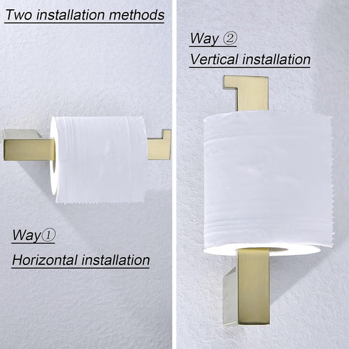 RANDOM Brushed Gold Toilet Paper Holder, Modern SUS 304 Stainless Steel Bathroom Tissue Roll Holder