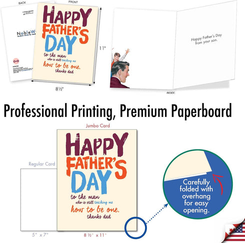 NobleWorks Jumbo Funny Father's Day Card (8.5 x 11 Inch) - Big Loving Greeting Card for Dad, Stepdad - Teacher J6946FDG