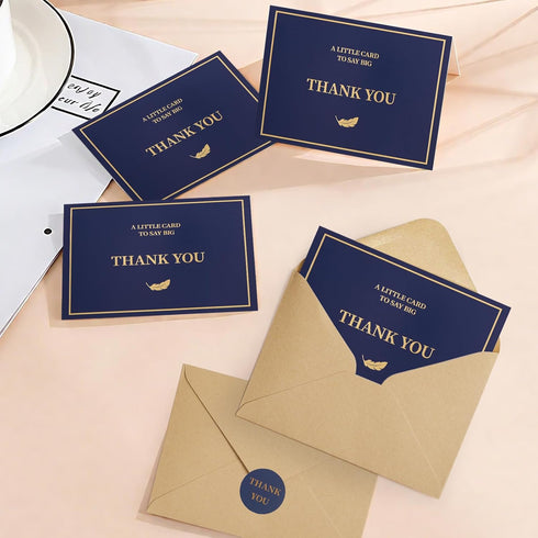 GAMSUNSTAR 300gsm 25 Pack Thank You Cards with Envelopes and Stickers | Gold Foil Stamping, Thick Paper & Secure