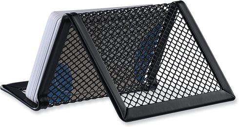 Universal Mesh Metal Business Card Holder, Black, Holds 50 2.25 X 4 Cards, 3.78 X 3.38 X 2.13