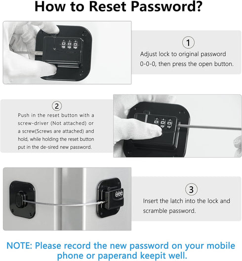 Heavy Duty Refrigerator Lock, Combination Lock for Cabinets, Drawers, Safety Lock, Easy Install, No Keys Needed