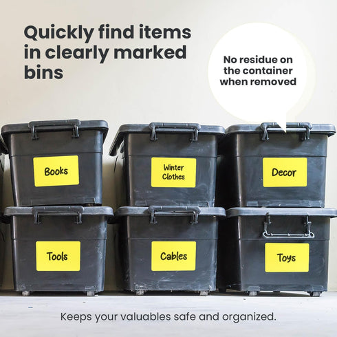 MESS Large Bin Labels for Storage Bins (50 6x4") - Removable Labels for Organizing, Craft Organization, Tote Moving