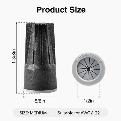 186Hub 10PCS 8AWG-22AWG, Waterproof Wire Electrical Connectors Outdoor Seal Twist Nuts Caps Cable Terminal Connector