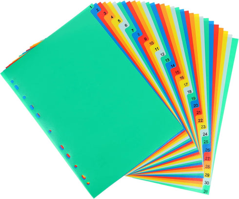 Extra Wide Index Dividers, 31 Pieces Assorted Color 6-Tab Extended Insert Indexes Binder Tab Insertable Dividers