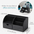 Vlando Leather Desktop Organizer Caddy with Drawer, Office Desk Supplies and Accessories Storage, Black Set