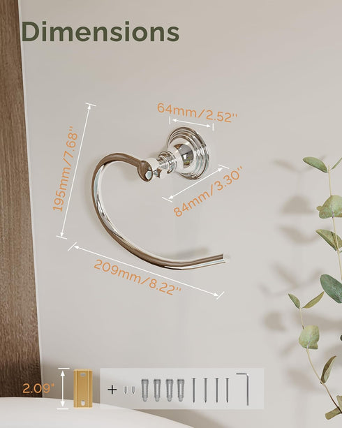 Towel Ring, Stainless Steel Hand Towel Holder for Bathroom Wall Mount, Heavy Duty Towel Hanger for Kitchen, Bath