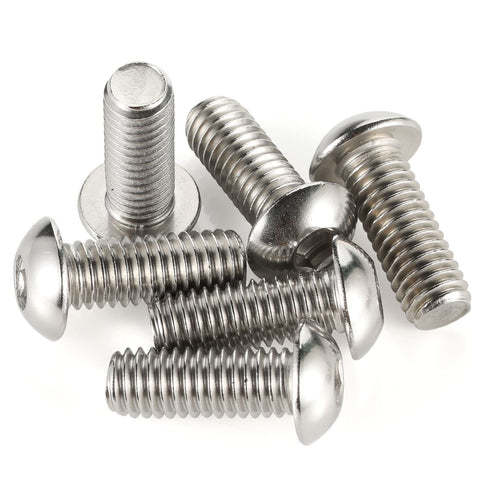 M6-1.0 x 20mm Button Head Socket Cap Screws, Stainless Steel 18-8, Bright Finish, Quantity 25