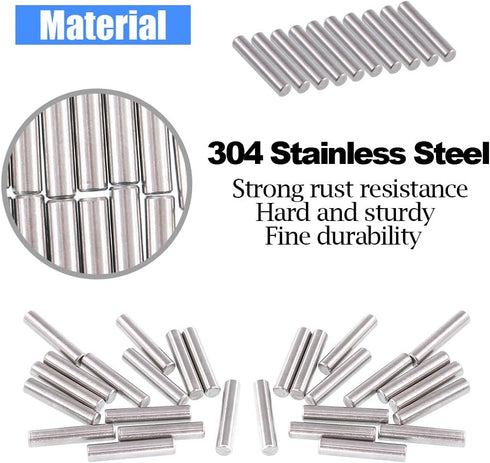 Glarks 50-Pieces Stainless Steel Dowel Pin 5x25mm Shelf Support Pegs, Fasten Elements Pin Rod