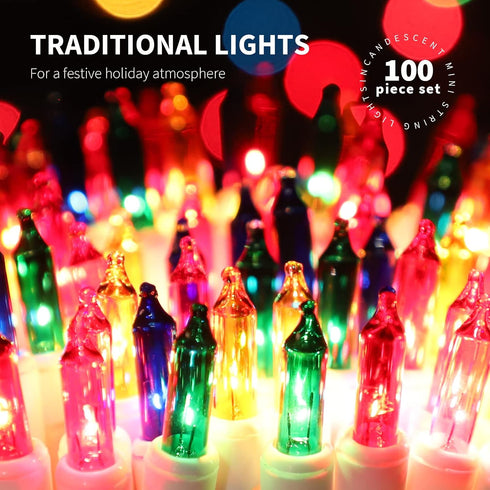 100LIGHTS 19.6 Multi Easter Mini String LightsConnectors Christmas Decorative Lights UL Certified Waterproof for Easter