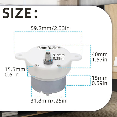 Flylin 2Pcs 12V 3 4mm Low RPM DC Motor, Slow Speed Motor High DC Motor DC Electric Motor RPM Shaft Mute Motor, Low