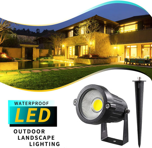 LED Landscape Lights, 5W 120V AC Outdoor Garden Spotlight, IP65 Waterproof with 5-ft UL Cord (Pack of 1)
