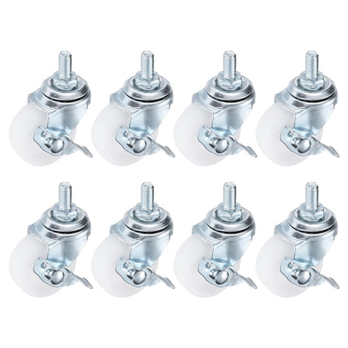 PATIKIL 1.5 Inch Threaded Stem Casters Wheels with Brake, 8 Pack Locking