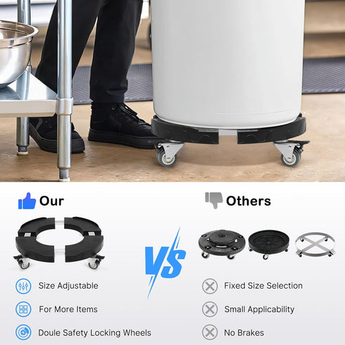 15-19 Inch 4 440lbs Nefish Trash Can Dolly Wheels, Adjustable Round Furniture Dolly with Wheels, Heavy Duty Drum