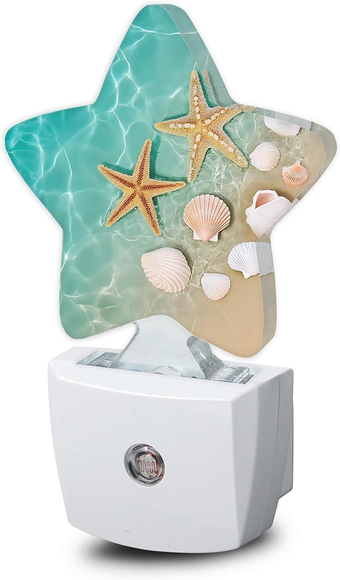 Night Light,Beach Starfish Shell Plug into Wall with Dusk to Dawn Light