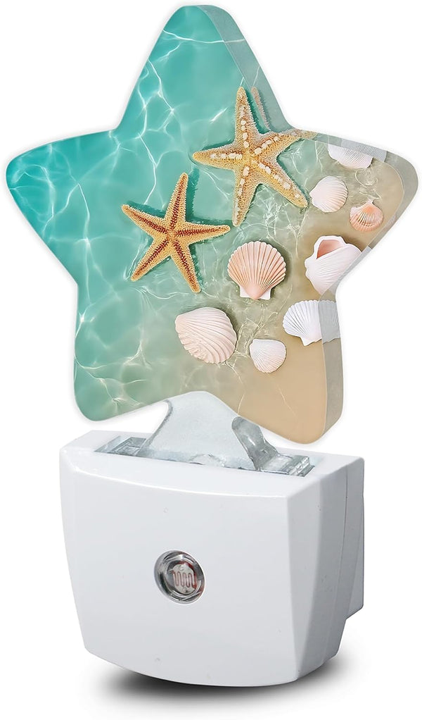 Night Light,Beach Starfish Shell Plug into Wall with Dusk to Dawn Light