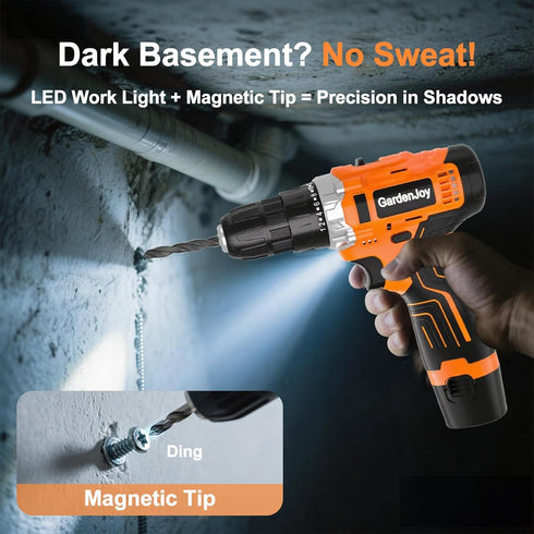 12V Set, 42pcs Accessories,2-Speed, 24+1 Cordless Electric Drill Driver Powerful Lightweight Portable Rechargeable