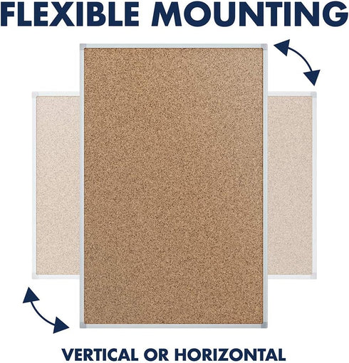 Mead Cork Bulletin Board, Framed 3' x 2' Message Board with Aluminum Frame (85361)