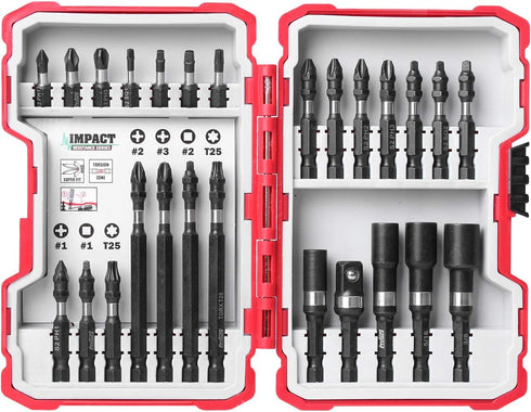 Impact Driving Accessory Set, 26-Piece, Industrial Strength, 1/4" Hex Shank