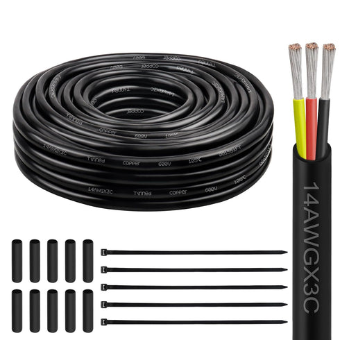 14 Gauge 3 Conductor Electrical Wire, 14 AWG Tinned Copper Stranded PVC