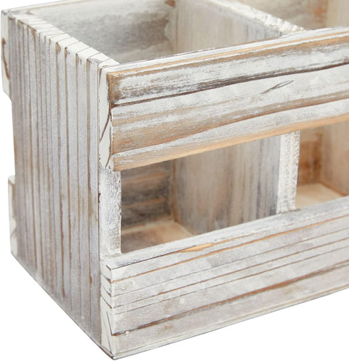 Juvale Rustic-Style Wooden Desk Pencil Holder with 3 Compartments for Office Accessories and Farmhouse Decor
