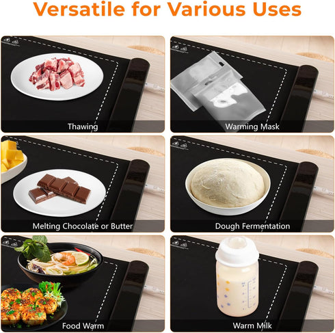 6 Warming Mat for Food, Portable Electric Warming Tray with Tempmaster Adjustable, Silicone Heating Mat for Food, Food