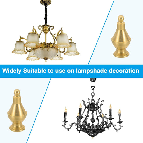 PATIKIL 24.5 52mm 3 Set x Lamp Finials Caps Knob, Solid Brass Lamp Shade Top Decoration Screw Cap Nuts with Brass