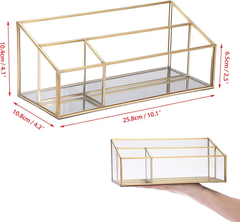 Sumnacon Glass Mail Organizer, Gorgeous Desk Makeup Brush Holders, Modern Countertop Organizer for Living Room Kitchen