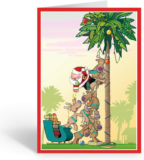 Stonehouse Collection Christmas Palm Holiday Card, 18 Cards & 19 Envelopes, USA Made