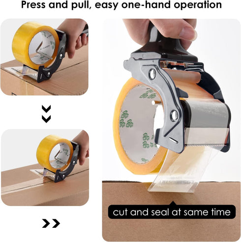 Rapid-Replace Packing Tape Dispenser Gun, Lightweight Ergonomic Heavy Duty Tape Cutter for Carton and Box Sealing