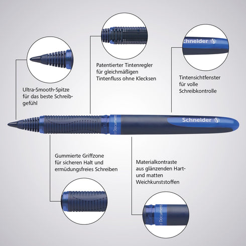 Schneider One Business Rollerball Pen, 0.6 mm Ultra-Smooth Tip, Box of 10