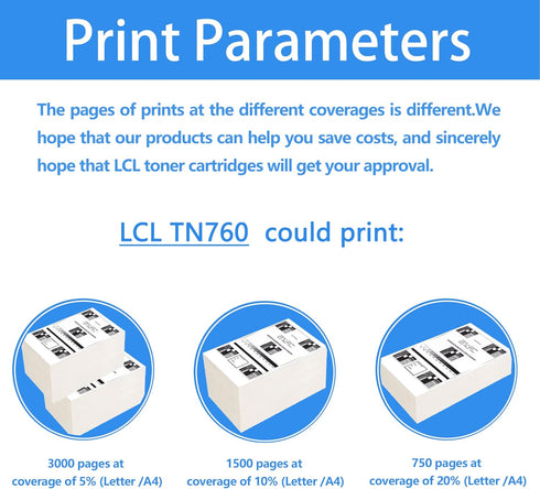 LCL TN760 Toner Cartridge Replacement for Brother - Compatible with TN-760 TN730, 4 Pack for HL-L2350DW, MFC-L2750DW