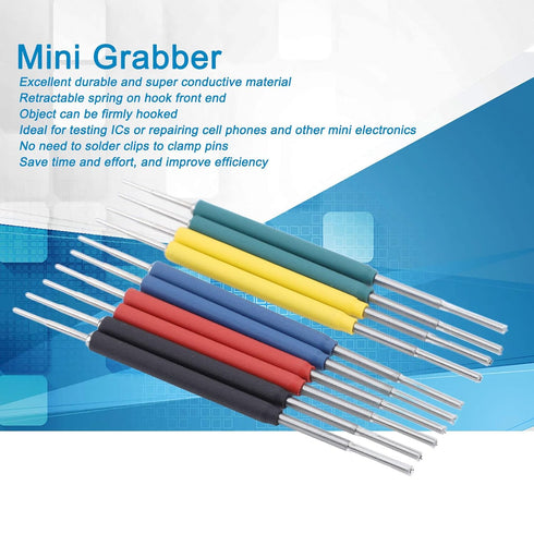 10Pcs Mini Grabber SMD IC Test Hook Clips Probes Kit for Logic Analyzer with Silicone Jumper Wires