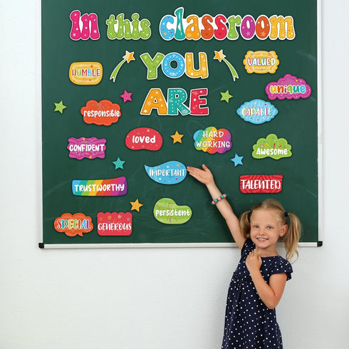 Rainbow Bulletin Board Decorations for Classroom Positive Inspirational Affirmation Wall Decor, 31Pcs Retro Colorful Bulletin Board Signs for Back to School Supplies Classroom Door Wall Decor by VABAMNA