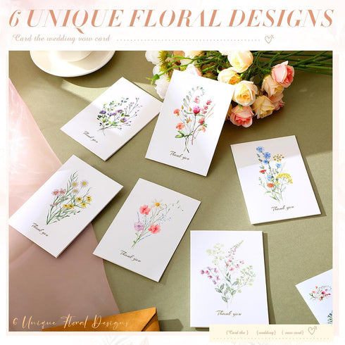 AmazingSpark 90 Pack 3.5 5 Inch Wildflower Thank You Cards with Envelopes and Stickers Bulk x Floral Thank You Notes