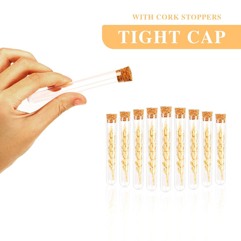 15x100mm Plastic Test Tubes with Lids, 15ml Clear Vials, Seal Cap, Transparent Cork Stoppers, 15 PCS